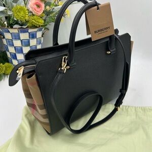 Women's Burberry Banwell classic check leather bag with detachable strap